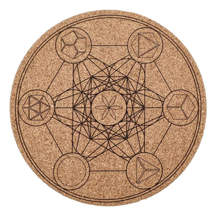 如尼石七星水晶阵盘卢恩石托盘软木片底座仪式罗盘刻图案饰品摆件