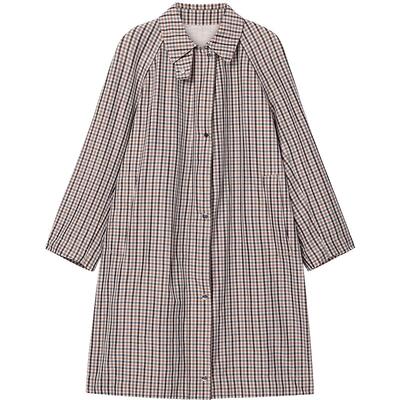 BLUE ERDOS26早春新品休闲百搭撞色格纹中长款翻领外套B2265J004