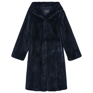 YINER音儿专选2025冬季新款奢感长款连帽整貂母貂水貂毛皮草外套