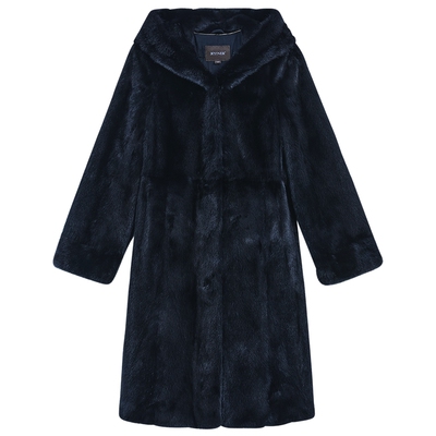 YINER音儿专选2025冬季新款奢感长款连帽整貂母貂水貂毛皮草外套