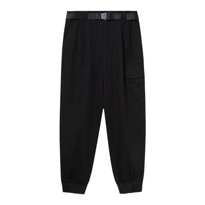 水云间黑色工装风休闲裤女式2025春夏新款显瘦美式高腰收脚长裤子