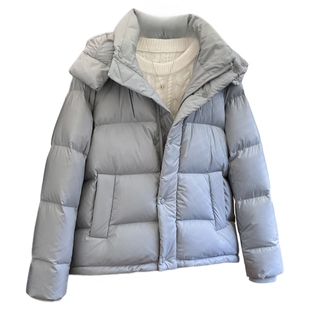经典五格高端90白鸭绒连帽加厚羽绒服女短款2025冬小个子收腰外套
