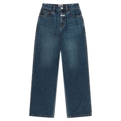 MARITHE女士高腰直筒牛仔裤