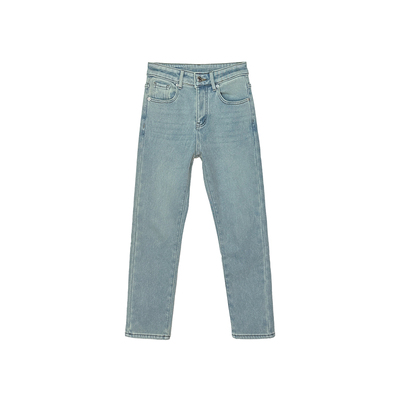 直腿生成器！加绒高腰烟管牛仔裤