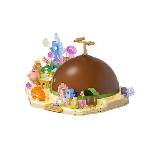 AREAX砖区海绵宝宝正版授权派大星的石头屋可升降拼装积木玩具