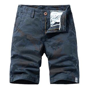 纯棉休闲短裤男夏季薄款迷彩五分裤子宽松直筒短西裤潮流潮牌中裤