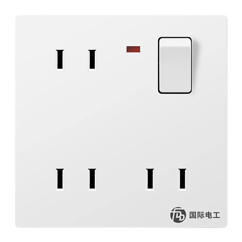 國際電工六孔插座帶開關三位二插