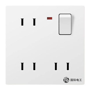 86型暗装一开六孔插座面板带开关三位二孔6四孔多孔插座床头充电