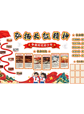 长征精神墙贴红色文化主题黑板报