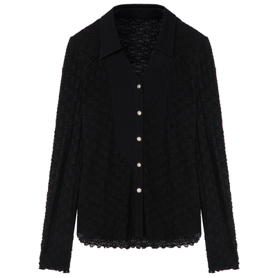 H·GENTEEL荷高 春新品风格款蕾丝镂空几何拼接衬衫GUD11630649