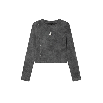 白鹿语长袖时尚休闲铆钉T恤