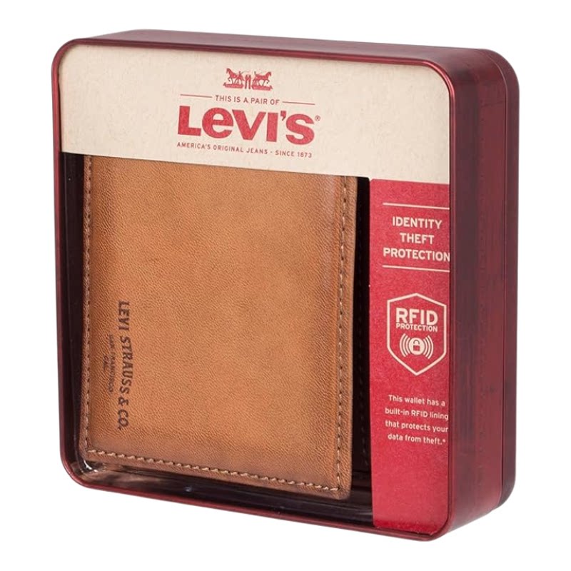李维斯Levi's男士钱包RFID屏蔽超薄双折钱包多个卡槽卡包短款钱包