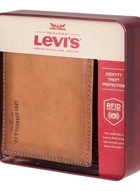 李维斯Levi's男士钱包RFID屏蔽超薄双折钱包多个卡槽卡包短款钱包