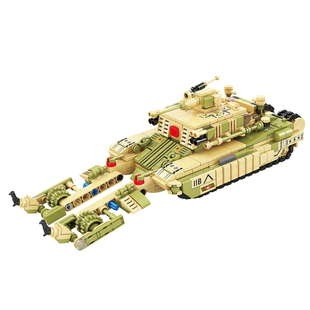 开智积木男孩子益智拼装军事坦克模型儿童拼图装甲扫雷车玩具礼物