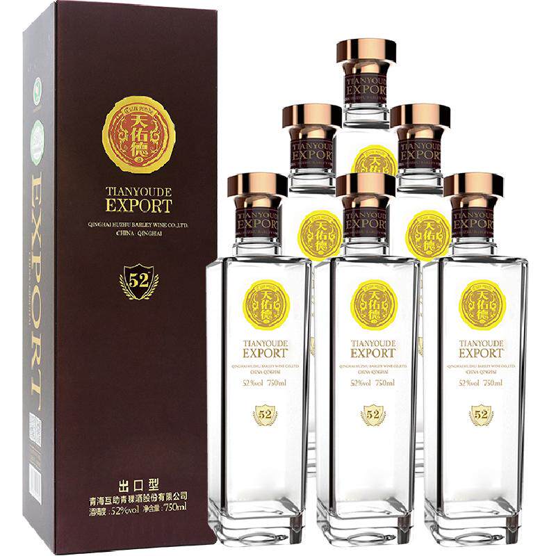 天佑德52度出口型750ml*6瓶整箱