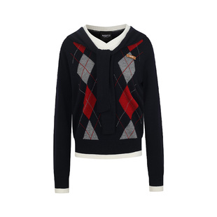 ARTE PURA25秋冬胶囊新款学院风简约披肩假两件菱形格针织毛衣女