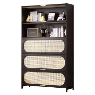 书架置物架落地家用储物柜客厅卧室靠墙收纳柜书橱柜带门防尘书柜