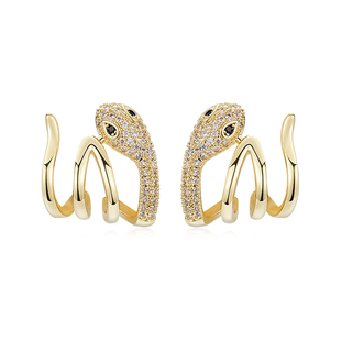 蛇形微镶精致锆石耳钉女款2025新款轻奢耳环气质高级感灵蛇耳饰