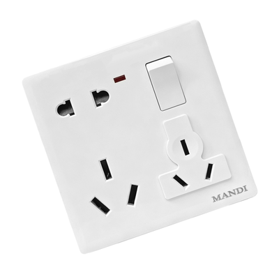 曼迪一开八孔MANDI白色86型插座