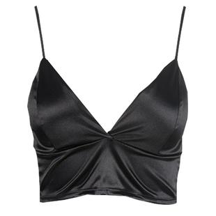 韩版绸缎V领吊带小背心女网红内搭打底外穿裹胸带胸垫抹胸内衣潮