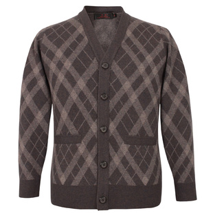 雪舟雪舟男士牦牛绒 超细羊毛V领 老年人开衫