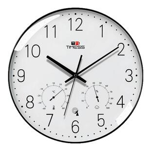TIMESS电波钟自动对时温湿感应客厅挂钟简约风挂钟轻奢静音卧室