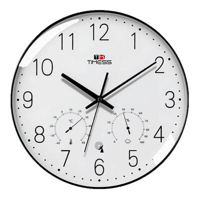 TIMESS电波钟自动对时温湿感应客厅挂钟简约风挂钟轻奢静音卧室
