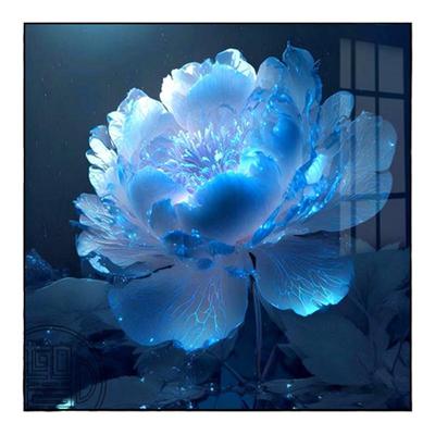 钻石画满钻蓝色牡丹花高级感