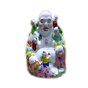 景德镇陶瓷怀旧罗汉笑佛家居复古摆件五子登科手工陶瓷工艺品佛像