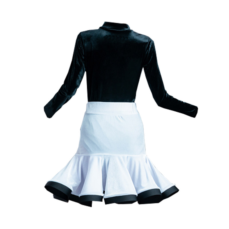 儿童拉丁舞服装2023女童秋冬款长袖专业练功服时尚套装训练舞蹈裙