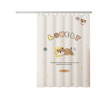 浴室折叠浴帘卫生间免打孔隔断帘子防水帘遮挡帘防霉淋浴门帘窗帘