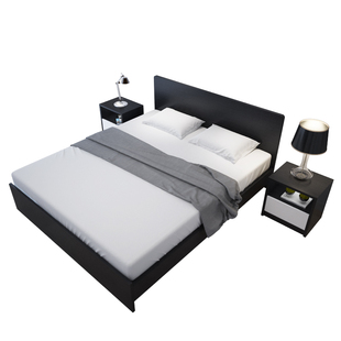 定制北欧主卧板式床小户型双人床1.8米现代简约1.5腾空床婚床定做