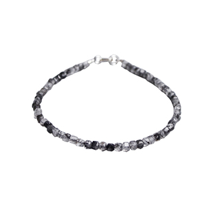 Ciel原创手工天然黑发晶手链2mm方糖珠方块极细小手绳脚项链男女