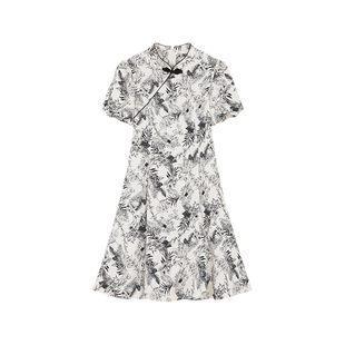 沫晗依美小个子旗袍裙子2026夏新款女装盘扣端庄新中式妈妈连衣裙