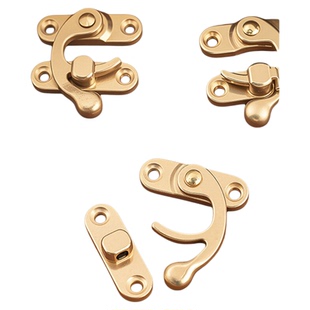 首饰盒木箱老式牛角锁木盒子纯铜锁扣复古礼盒箱子柜子黄铜箱扣