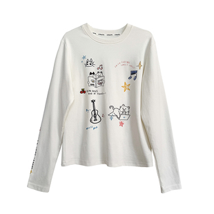 【涂鸦时光】初中生女短款T恤2026春装新款青少年长袖上衣女大童