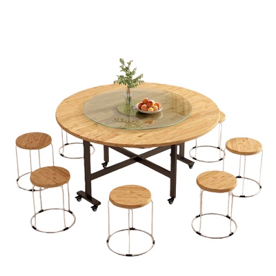 实木折叠餐桌家用小户型10人餐桌