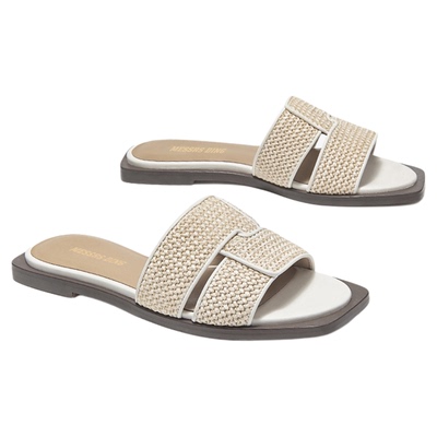 MD女鞋粗带编织平底露趾一字拖