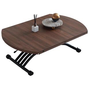 冠喻小户型茶几餐桌二合一两用升降岩板多功能客厅饭桌家用折叠圆