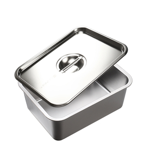 304不锈钢盆带透明盖摆摊专用盛凉菜冒菜盆冰盘麻辣烫选菜麻糍盒