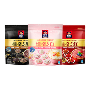 桂格5黑5红5白即食袋装混合燕麦黑芝麻代餐饱腹冲饮麦片食品冲调