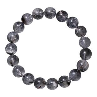 天然猫眼黑银钛晶手链板黑发晶水晶男女单圈手串白银发晶礼物饰品