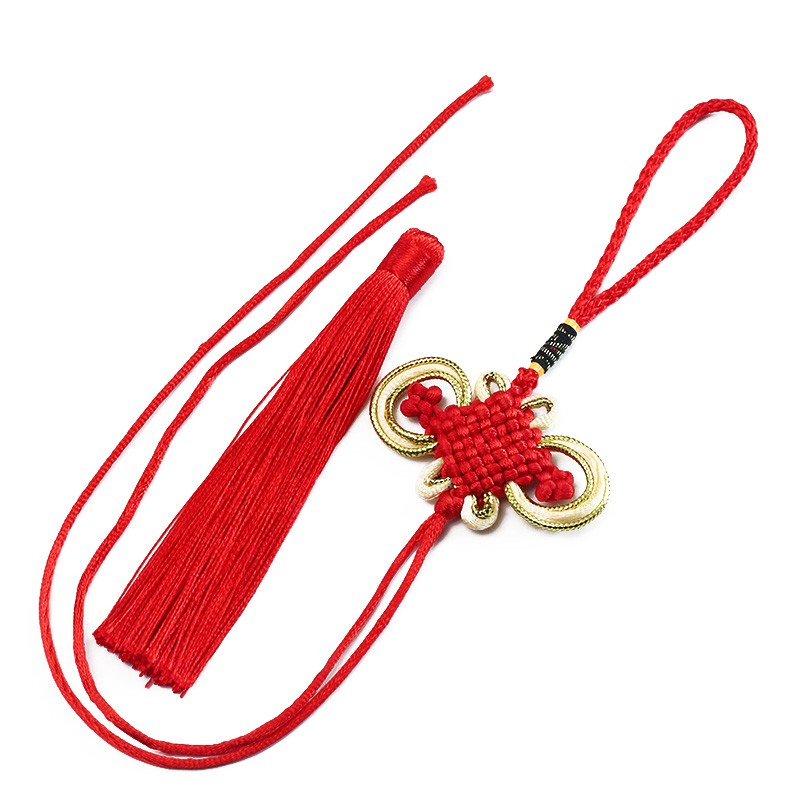 红色中国结平安扣挂件diy材料流苏穗子小装饰小号6盘结挂饰送老外