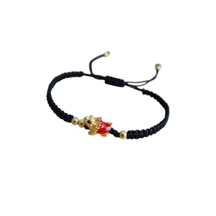 手工编织红绳红绿龙龟仿沙金手链大小可调本命年情侣学生节日礼品