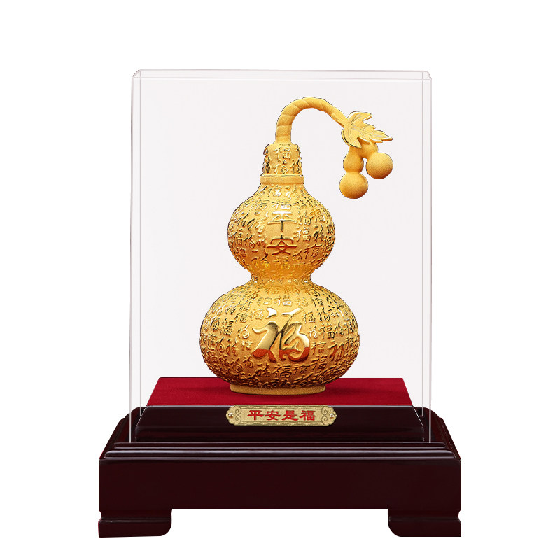 绒沙金福禄吉祥葫芦摆件招财客厅办公室酒柜装饰乔迁新居开业礼物