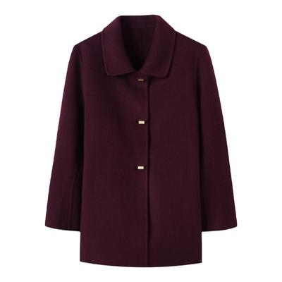 妈妈短款羊毛双面呢大衣羊绒外套