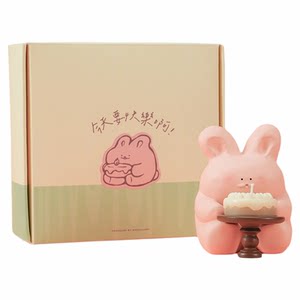 大美术馆旗舰店大美术馆 今天要快乐啊兔子香薰蜡烛台室内香氛摆件礼盒生日礼物