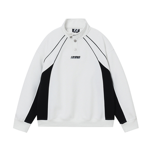 王奕同款FORNINES国潮无帽卫衣男女重磅春季加绒加厚情侣立领外套