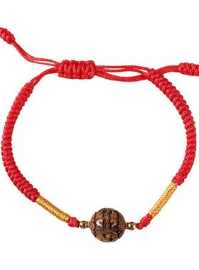 合慕金丝楠木生肖转运珠手链