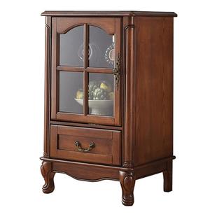 美式实木酒柜高档展示柜欧式小户型玻璃酒柜客厅复古电视边柜家用